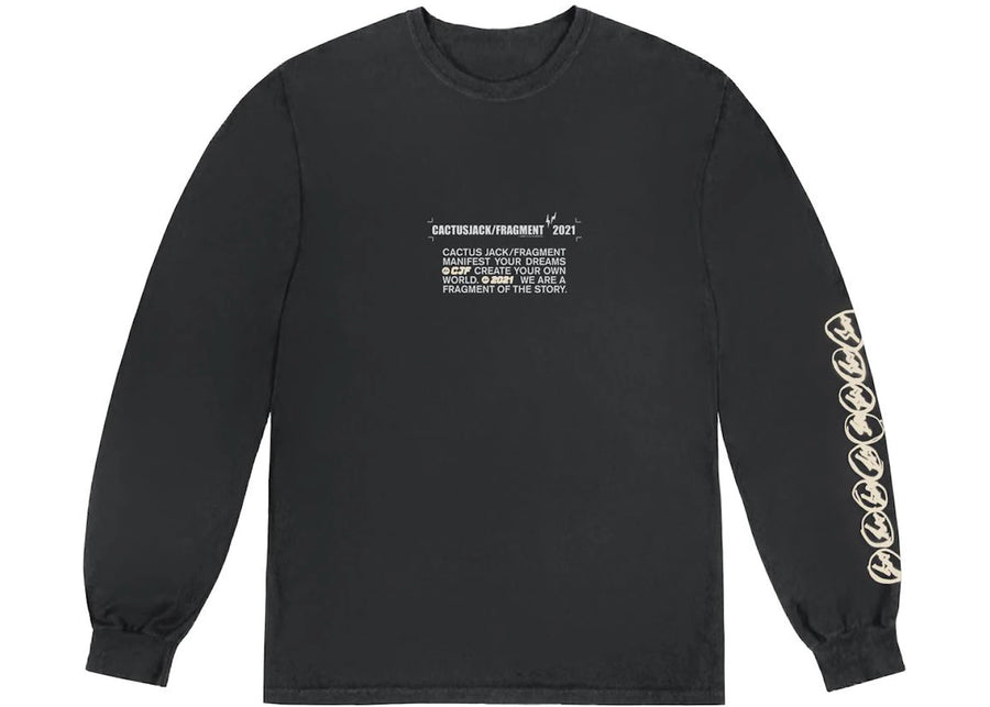 Travis Scott Cactus Jack For Fragment Logo L/S T-shirt Washed Black