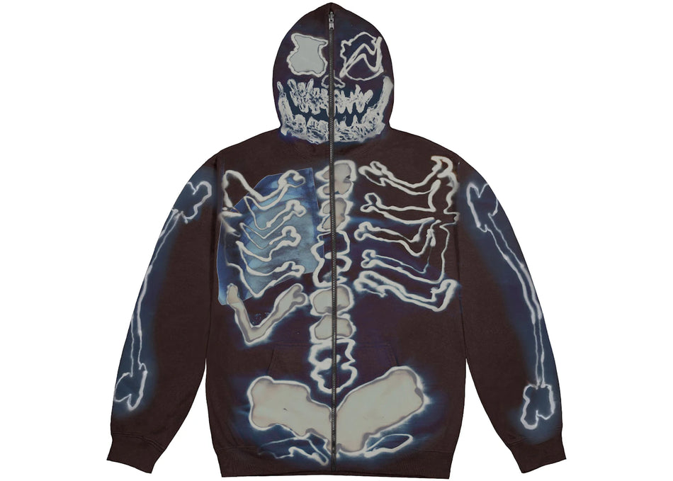 Travis Scott Cactus Jack For Fragment Skeleton Graffiti Full Zip Hoodie Multi