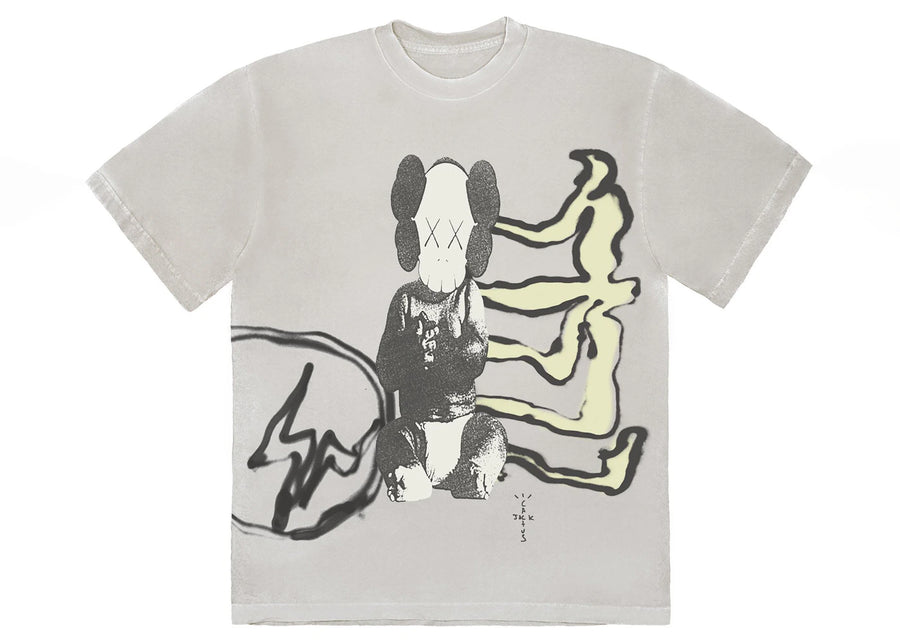 T-shirt Travis Scott Cactus Jack + Kaws For Fragment, jaune vieilli