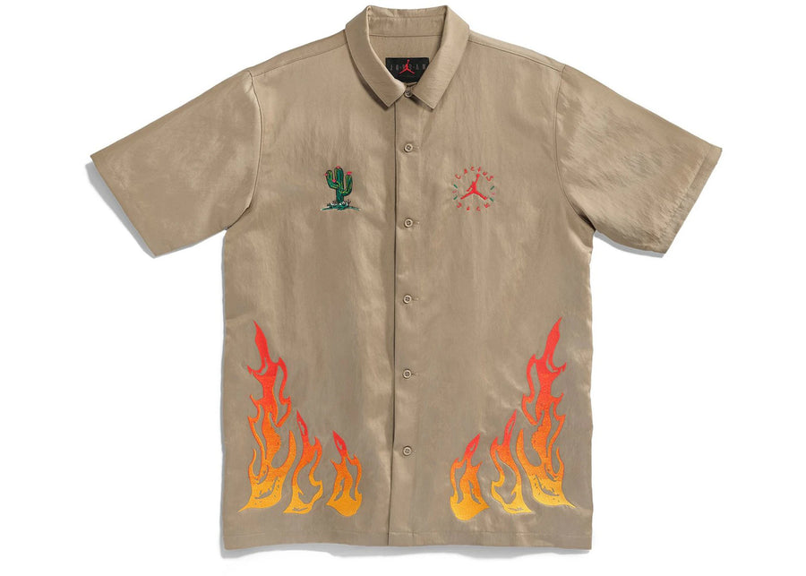 Chemise boutonnée Travis Scott Cactus Jack x Jordan kaki/rouge universitaire
