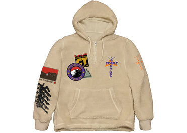 Sweat à capuche zippé demi-zip Travis Scott Cactus Trails en sherpa naturel