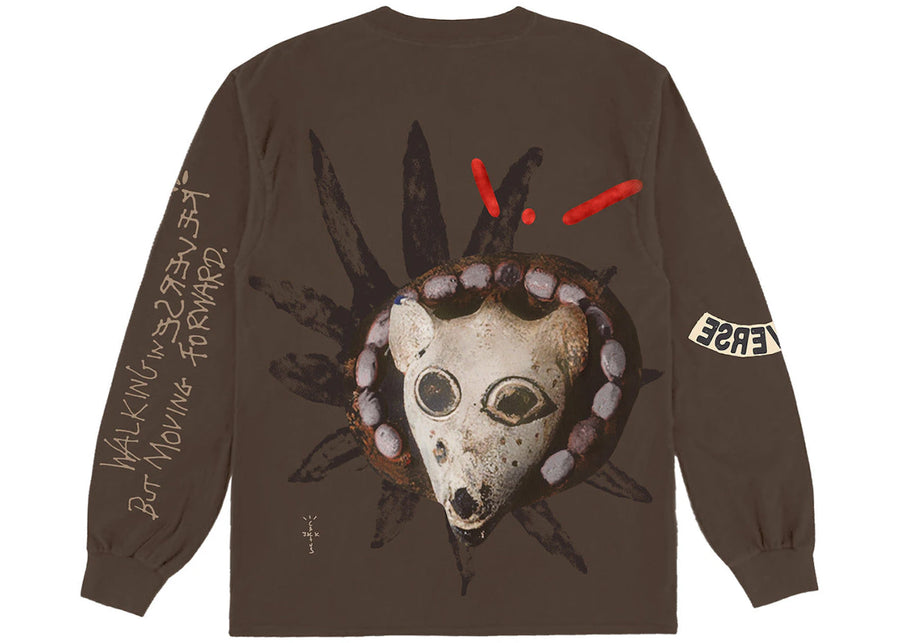Travis Scott Reverse Jack Long Sleeve T-shirt Brown
