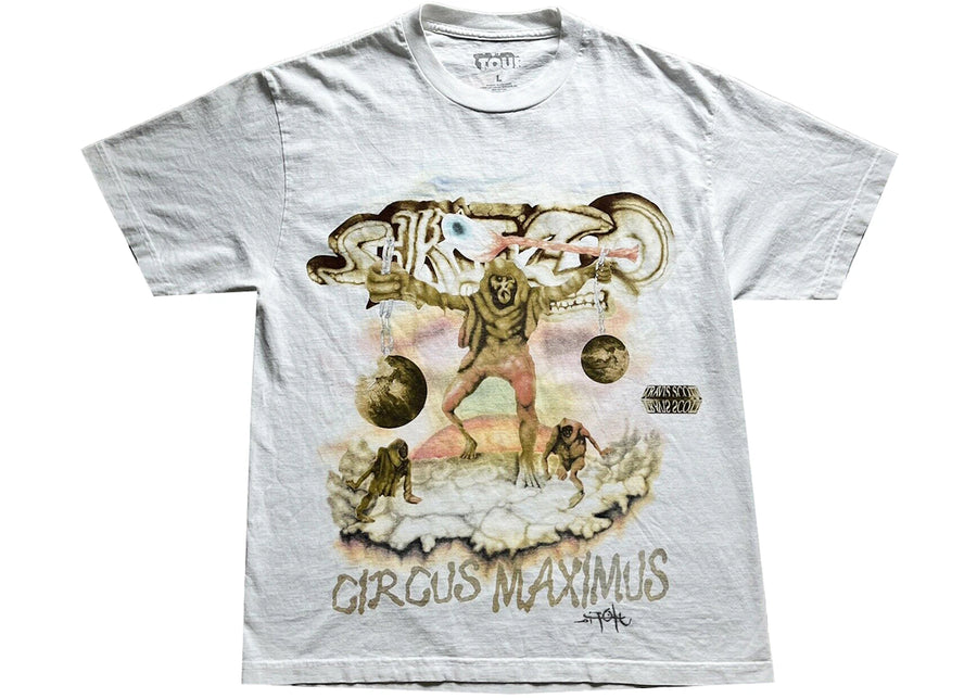 T-shirt blanc Travis Scott Utopia Tour Skitzo Circus Maximus
