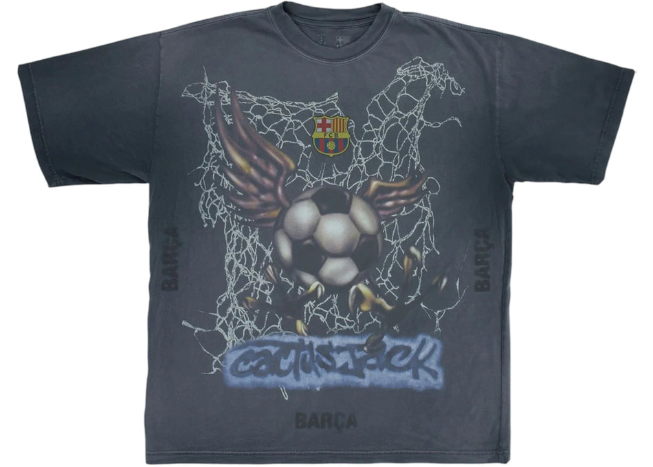 Travis Scott x FC Barcelona Washed Spray Logo Tee Black