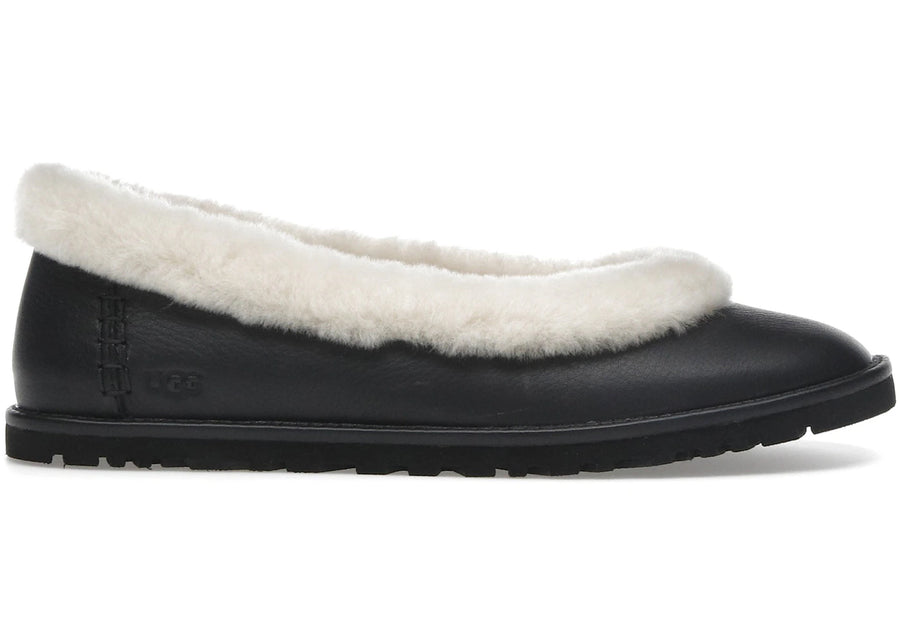 Ballerines plates en cuir UGG Zora noires (Femme)