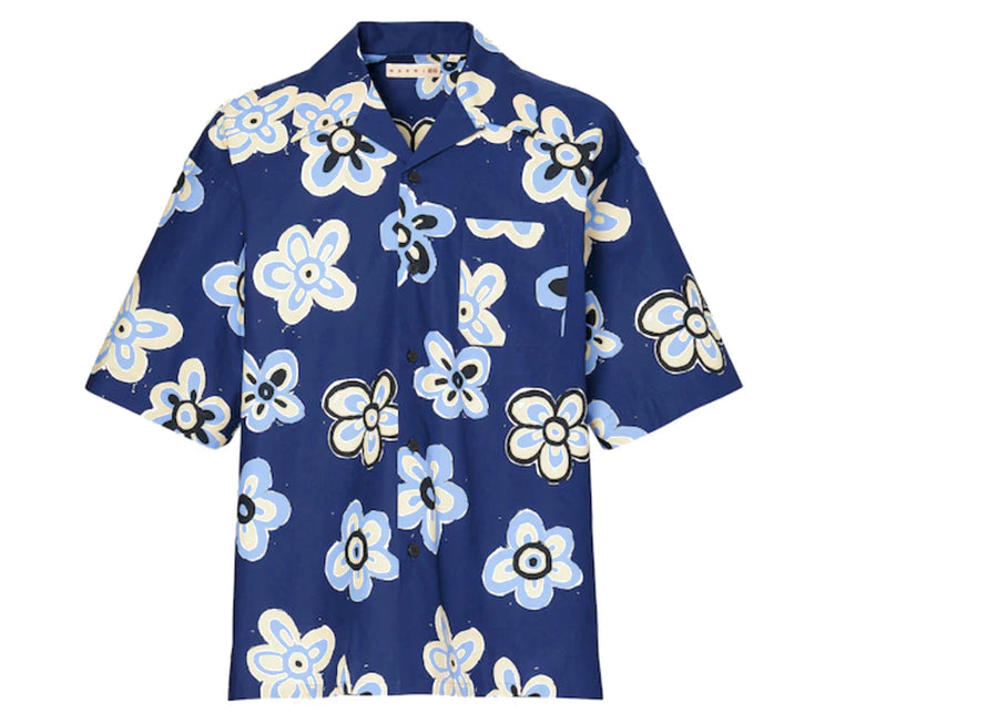 Chemise oversize à col ouvert Uniqlo x MARNI bleue