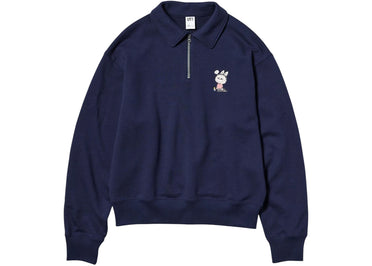 Sweat-shirt à demi-zip pour femme Uniqlo x POP MART THE MONSTERS, bleu marine