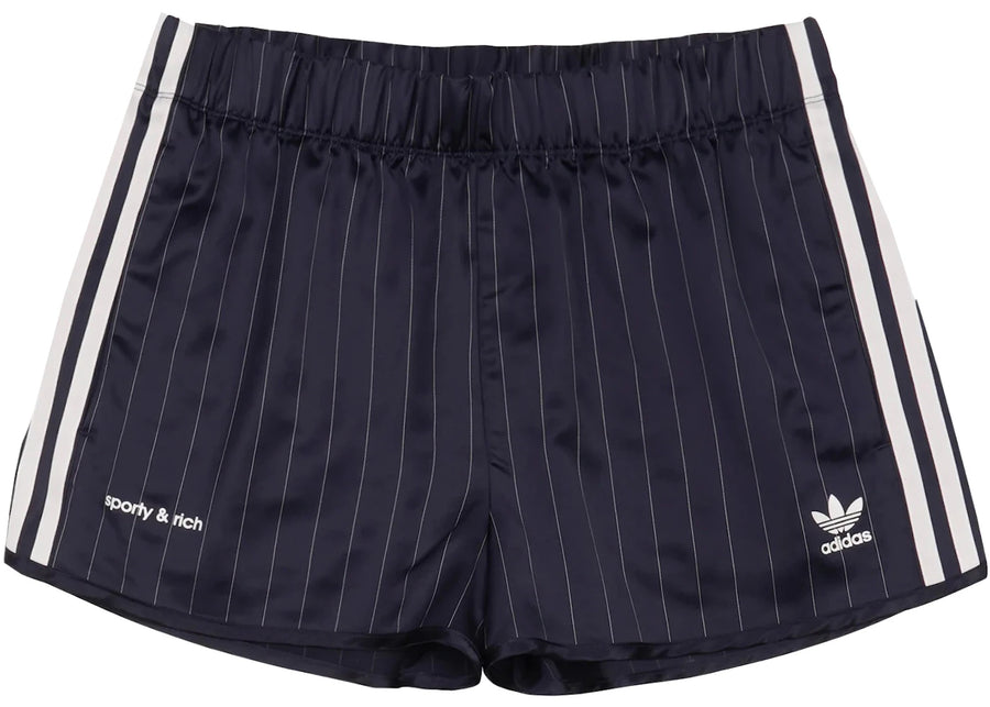 Short de survêtement adidas Originals x Sporty &amp; Rich, bleu marine/crème