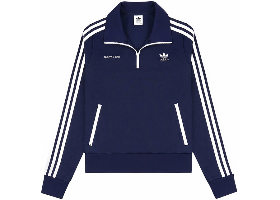 adidas x Sporty &amp; Rich Track Quarter Zip Bleu marine/Blanc