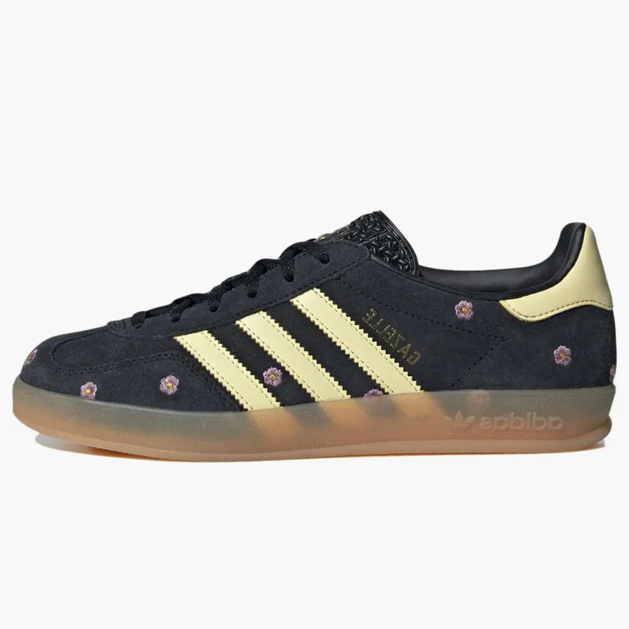 Adidas Gazelle Indoor Core Black Almost Yellow Floral (women's)