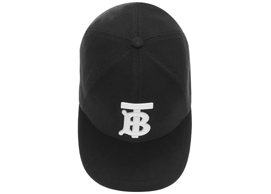 Casquette de baseball Burberry en jersey de coton à motif monogramme noir et blanc