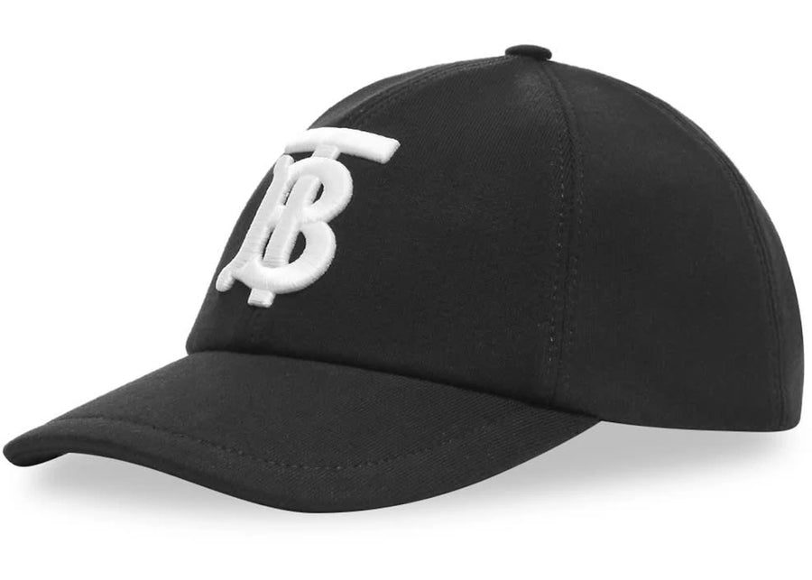 Casquette de baseball Burberry en jersey de coton à motif monogramme noir et blanc