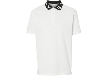 Polo Burberry Ryland à col logo blanc/noir