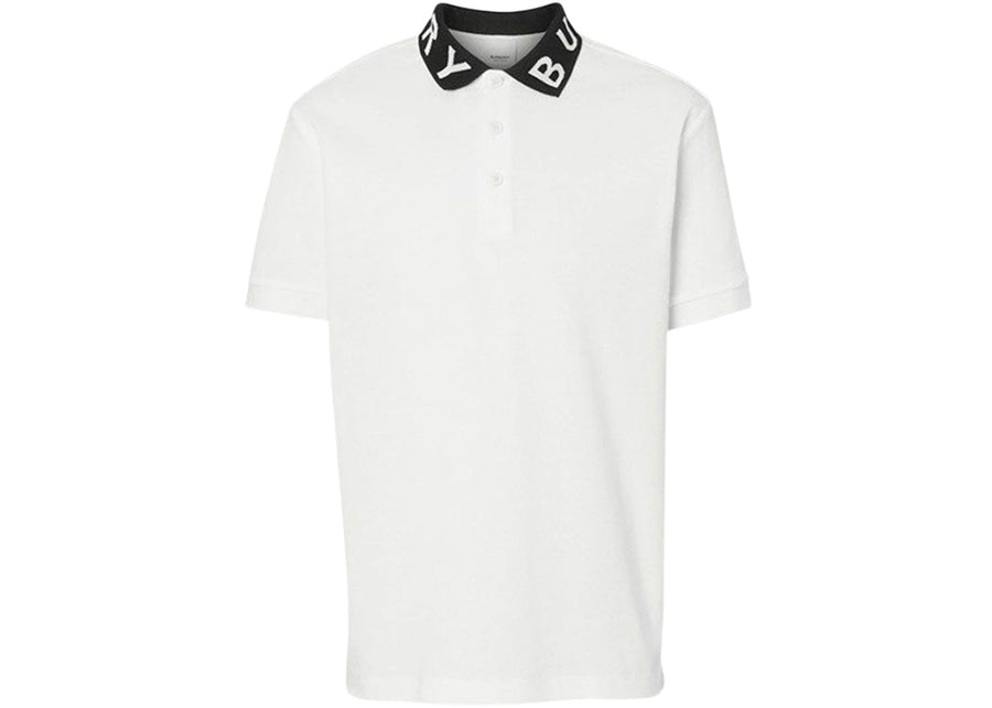 Polo Burberry Ryland à col logo blanc/noir