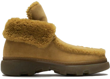Bottines Burberry jaunes en daim ornées de peau lainée