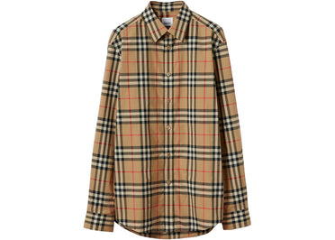 Chemise Burberry à carreaux vintage en popeline de coton beige