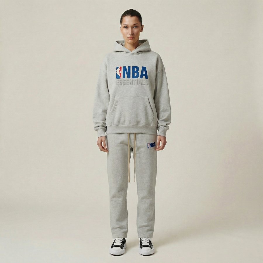 Pantalon de survêtement décontracté NBA Fear of God Essentials, gris clair chiné