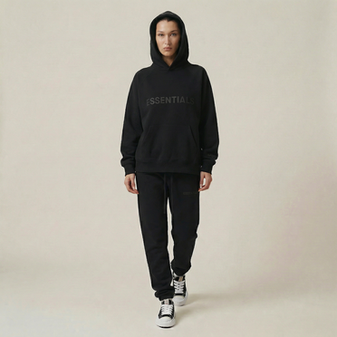 Fear Of God Essentials 3d Silicon Applique Pullover Hoodie Dark Slate/stretch Limo/black