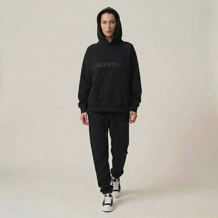 Fear Of God Essentials 3d Silicon Applique Pullover Hoodie Dark Slate/stretch Limo/black