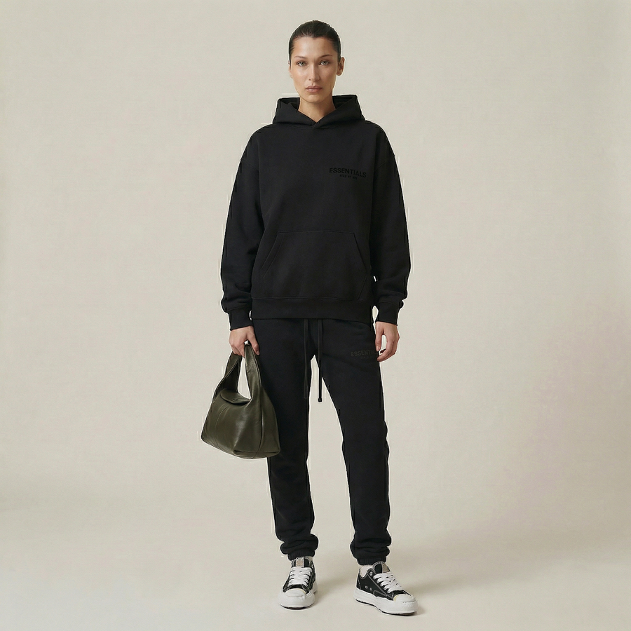 Sweat à capuche Fear Of God Essentials Stretch Limo/noir
