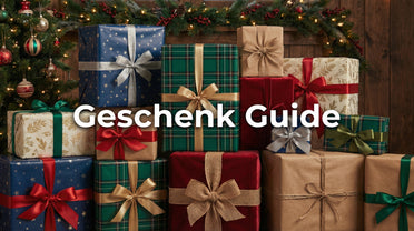 Geschenke Guide ein Weihnachtsbaum mit Christbaumkugeln und vielen bunten Geschenken