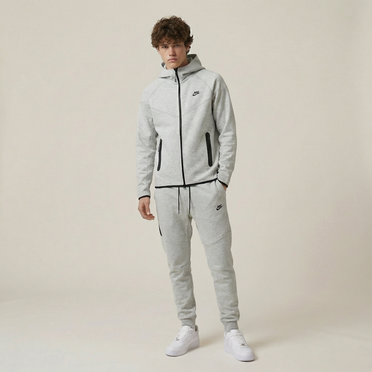 Ensemble sweat à capuche zippé et pantalon de jogging Nike Sportswear Tech Fleece, gris chiné foncé/noir