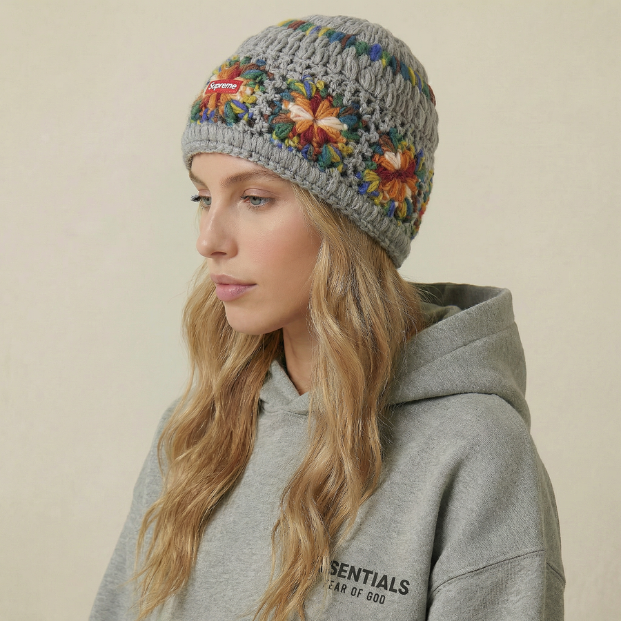 Bonnet Supreme Crochet (SS25) Gris chiné