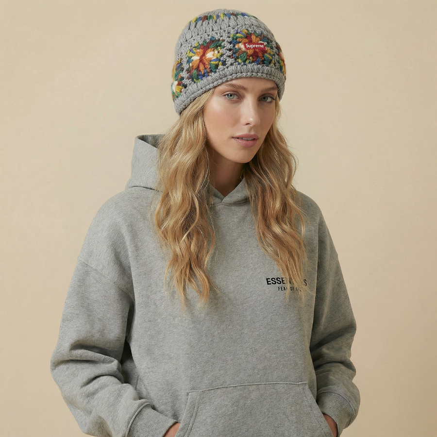 Bonnet Supreme Crochet (SS25) Gris chiné