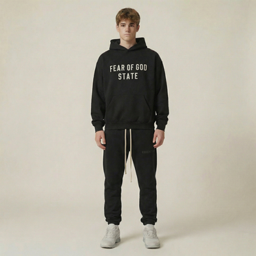 Fear of God Essentials 90's Fleece Hoodie Jet Black