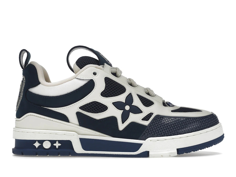 Baskets Louis Vuitton LV Skate bleu marine et blanches