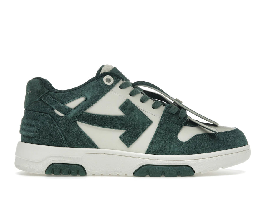 OFF-WHITE Out Of Office "OOO" Baskets basses en daim vert jais écru
