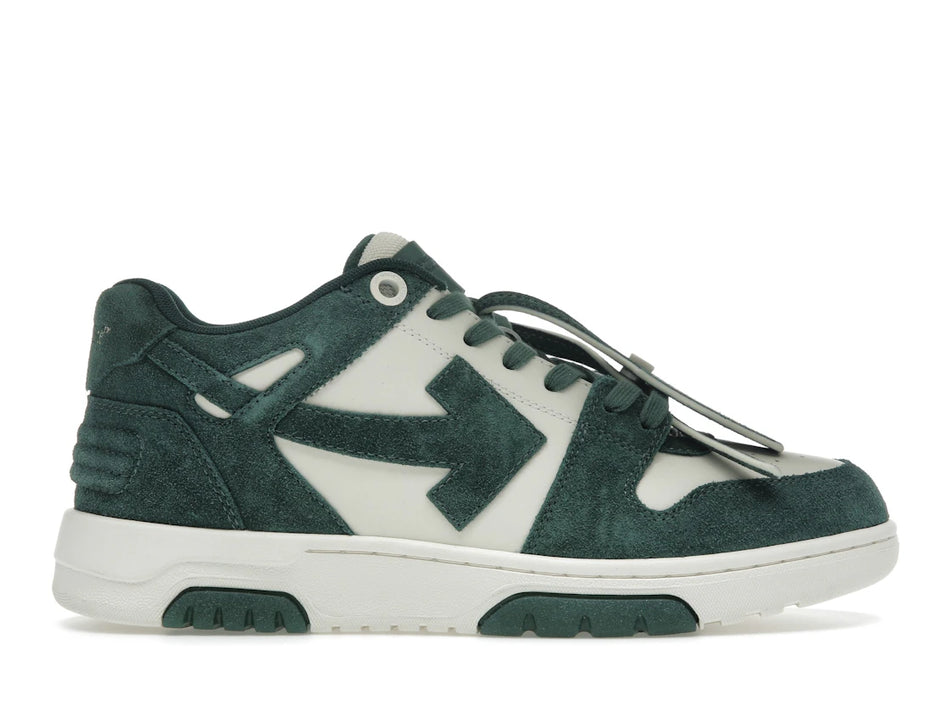 OFF-WHITE Out Of Office "OOO" Low Tops Jet Green Ecru Suede