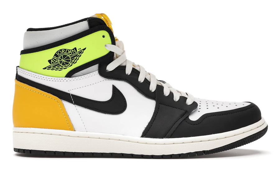 Jordan 1 Retro High Blanc Noir Volt Or Universitaire
