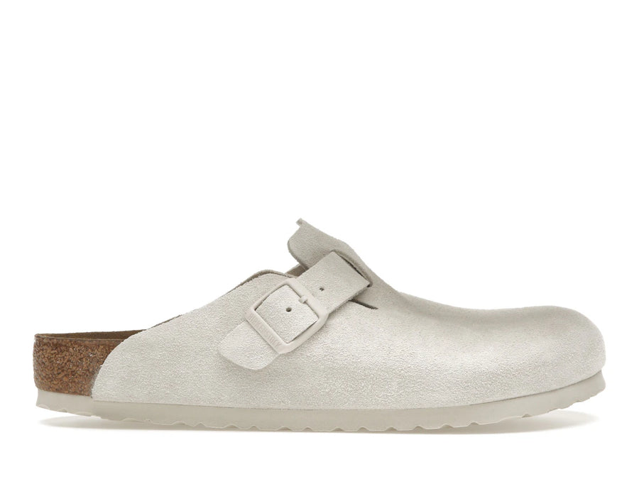 Birkenstock Boston à semelle souple en daim blanc antique