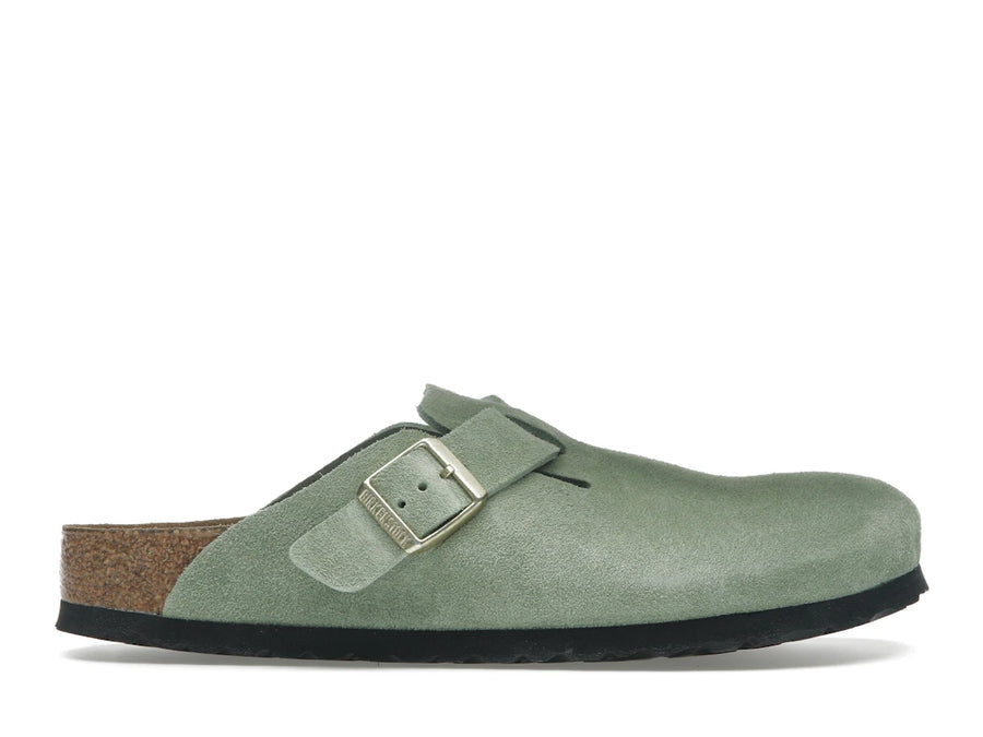 Birkenstock Boston à semelle souple en daim vert thé (coupe étroite)