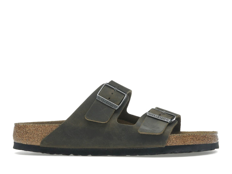 Birkenstock Arizona, semelle souple, cuir huilé, kaki délavé