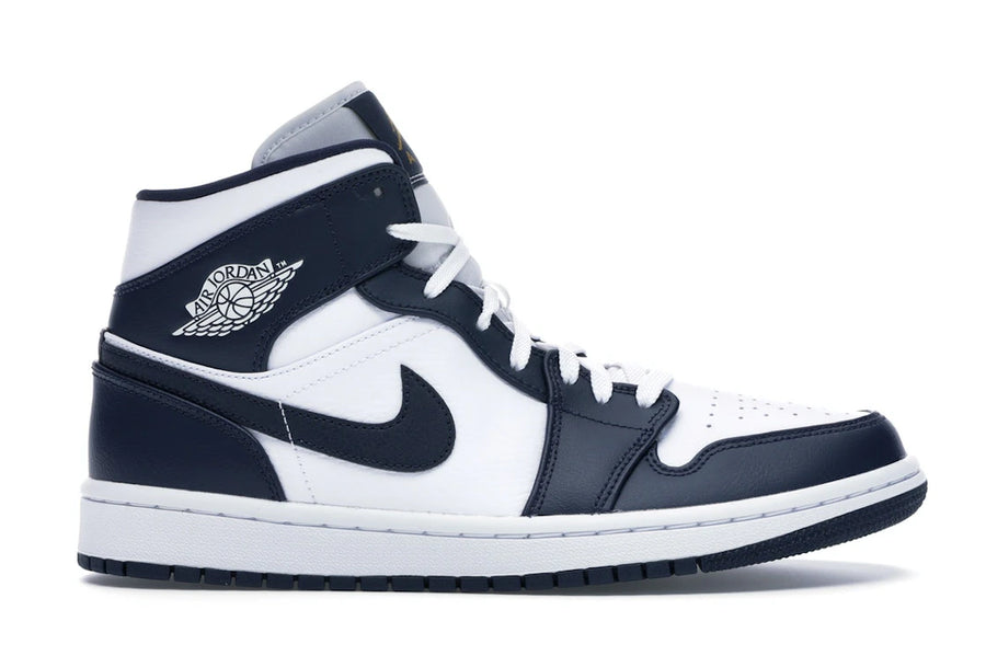 Jordan 1 Mid Blanc Métallisé Or Obsidien