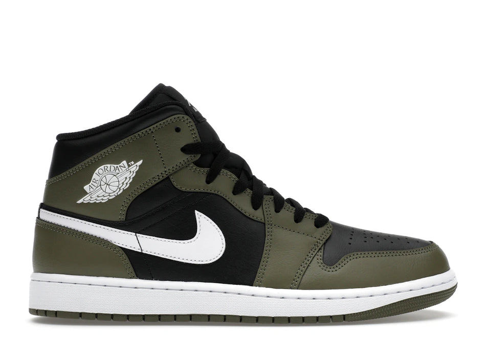 Jordan 1 Mid Black White Olive