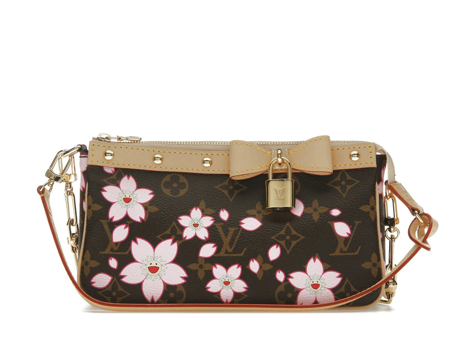 Louis Vuitton x Takashi Murakami Cherry Blossom Pochette Accessoires Sakura Brown