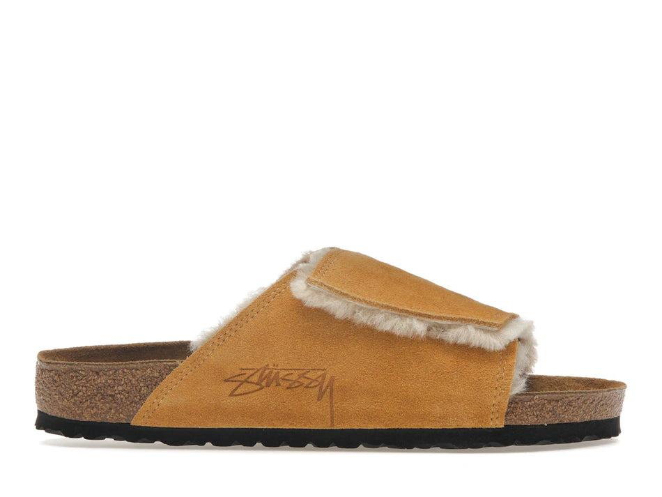 Birkenstock Solana Shearling Slide Stussy Caramel