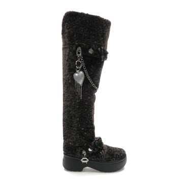 Crocs Classic Unfurgettable Knee High Boot Black Leopard (Women's)
