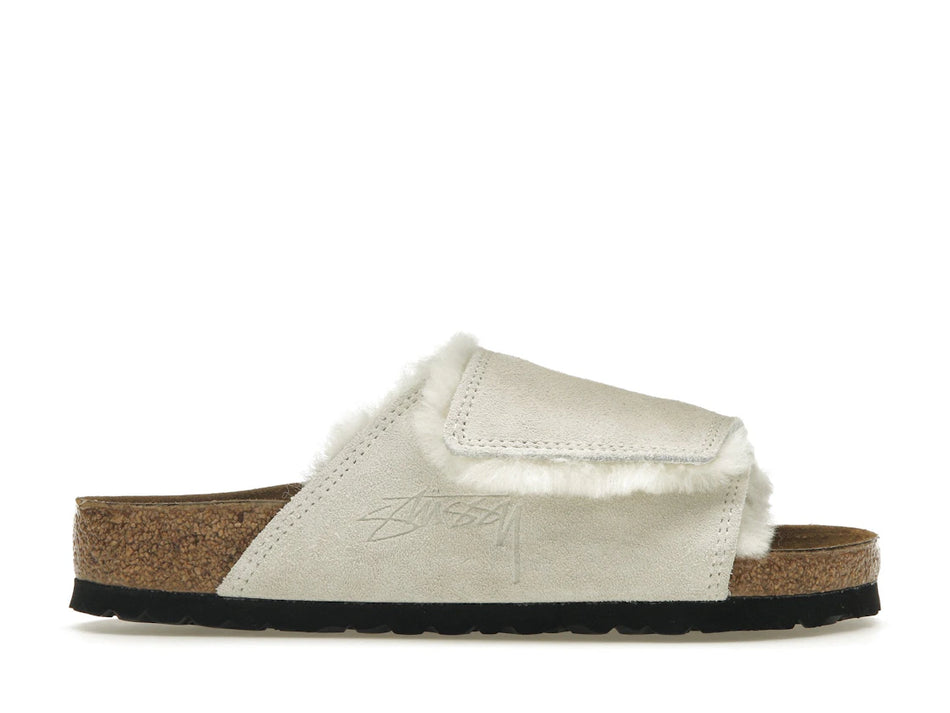 Birkenstock Solana Shearling Slide Stussy Bone