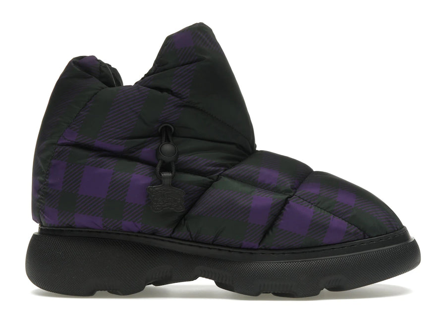 Bottes Burberry à carreaux noir et violet
