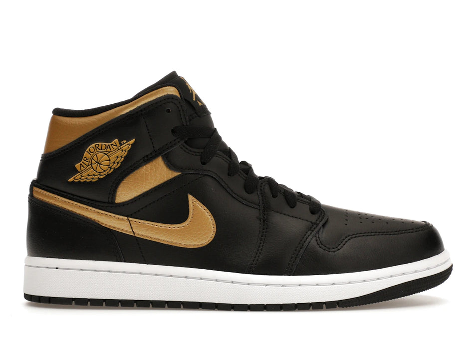 Jordan 1 Mid Black Metallic Gold