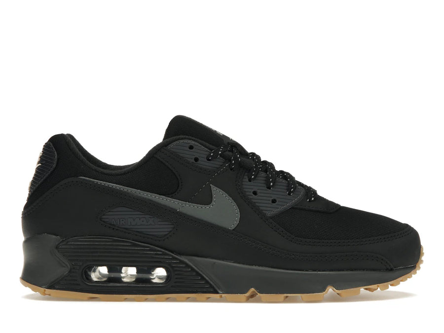 Nike Air Max 90 Noir Gris Fumée Gomme Réfléchissante