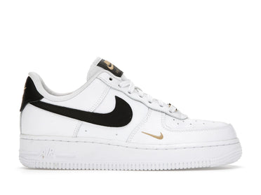 Nike Air Force 1 Low '07 Essential White Black Gold Mini Swoosh (Women's)