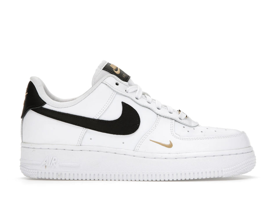 Nike Air Force 1 Low '07 Essential White Black Gold Mini Swoosh (Women's)