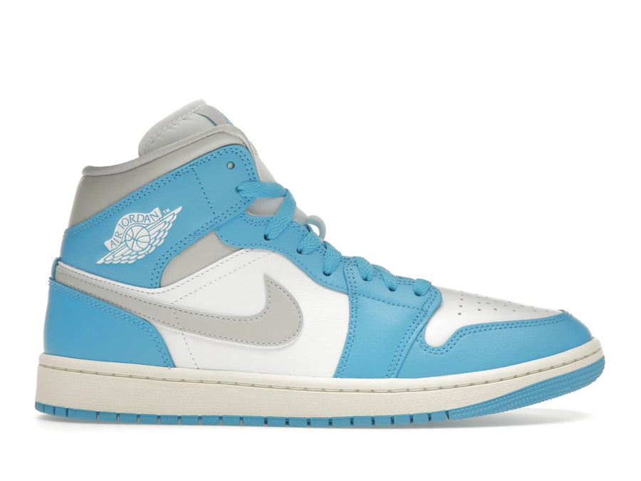 Jordan 1 Mid Bleu Poudre Foncé Blanc Voile Gris Neutre (Femme)