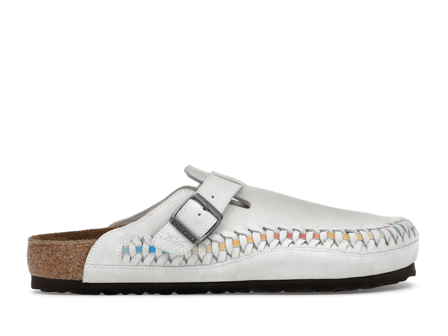 Birkenstock Boston en daim tressé Kith Blanc antique tie-dye