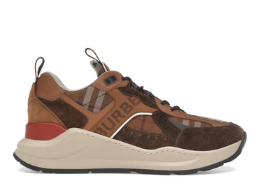 Burberry Check and Suede Sneakers Dark Birch Brown